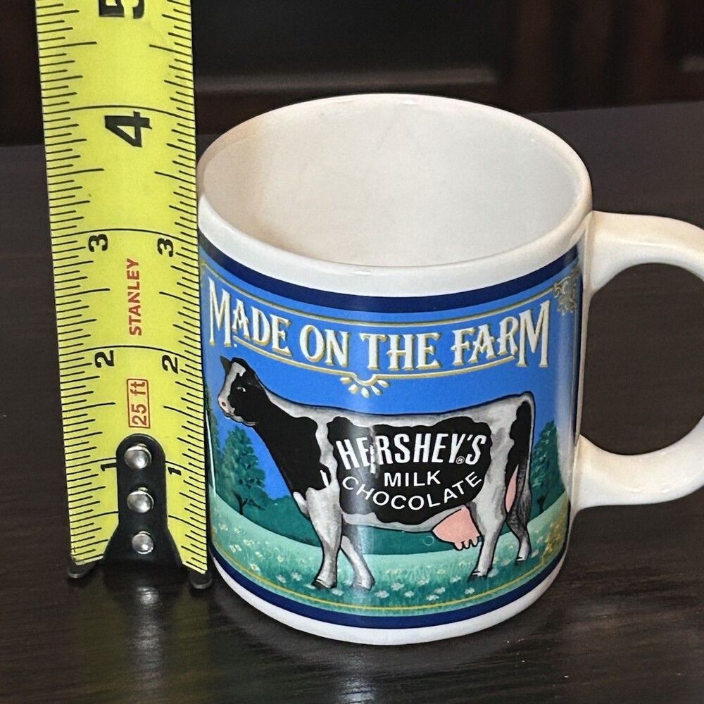 Vtg 1993 Hershey’s Milk Chocolate Made On The Farm Coffee Mug Cow Blue Ceramic